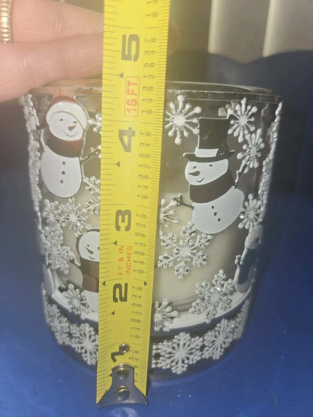 Festive Snowman Holiday Candle Holder - Silver & White